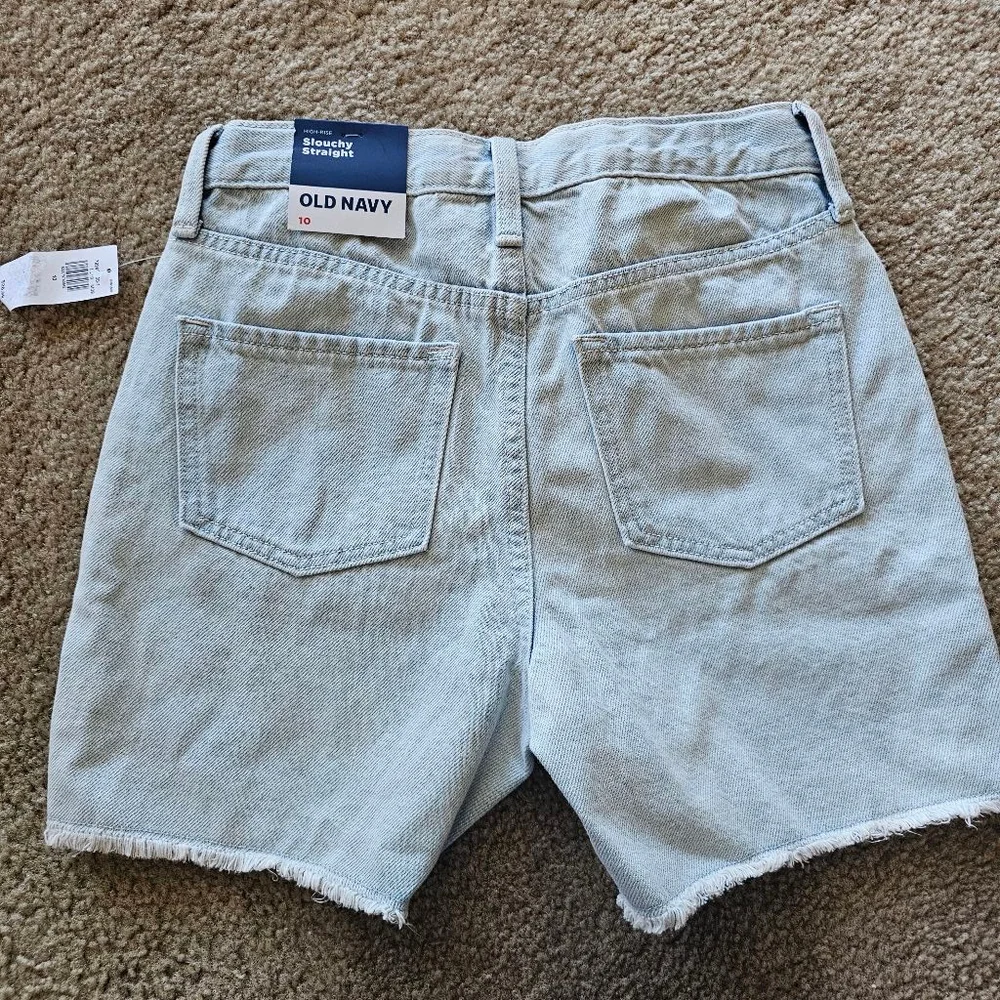 Old Navy Girls Light Blue Slouchy Straight High Rise Denim Shorts Size 10